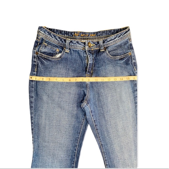 Justice Girls’ Darkwash Flare Leg Jeans 16 - Picture 7 of 9